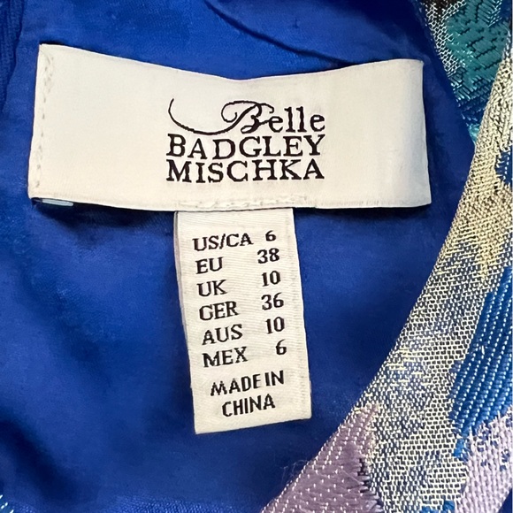 Belle Badgley Mischka Formal Floral Tapestry Dress With Metallic Thread 6 EUC - Picture 12 of 16